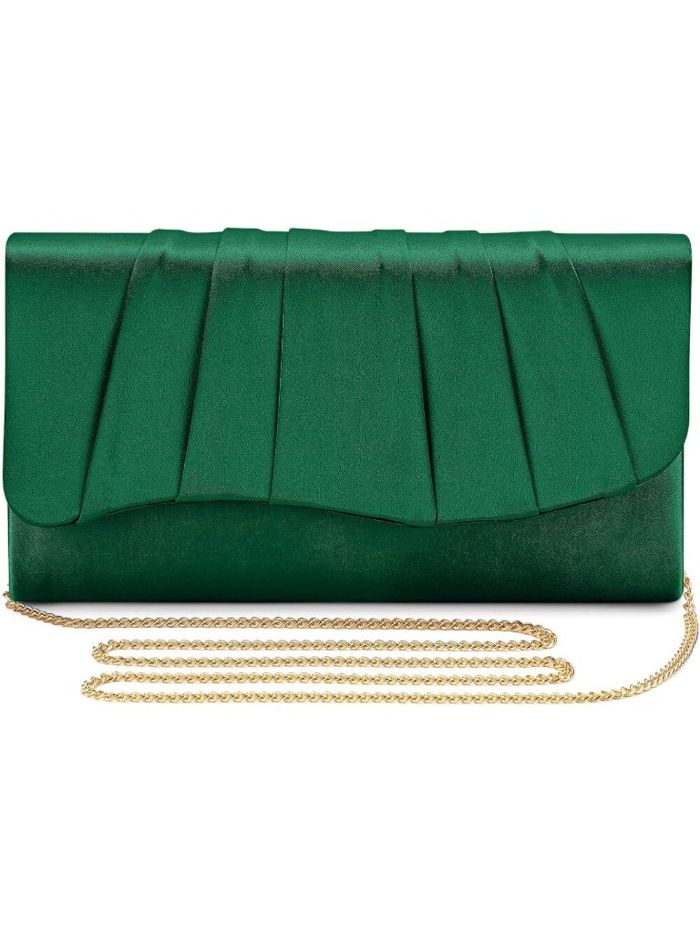 👜 Women's Green Formal Elegant Evening Bag Magnetic Satin Formal Clutch Purses